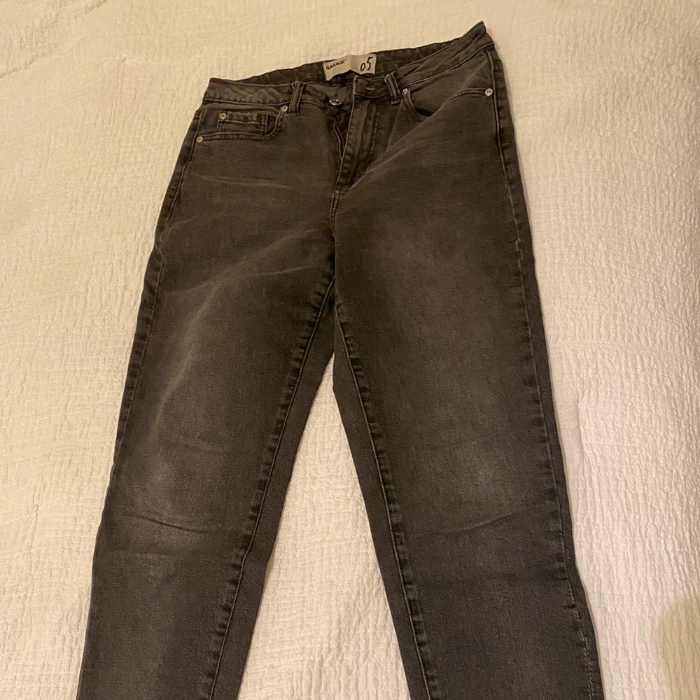 High rise faded black denim jeans